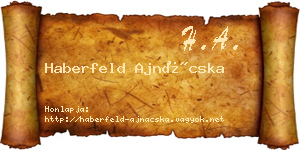 Haberfeld Ajnácska névjegykártya